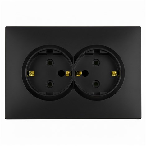 Розетка 2-местная с з/ш, с/з, СЗК, STEKKER, 250В, 16А, серия Эмили, RST16-5114-10ZK, платиново-серый, soft touch - фото 103604