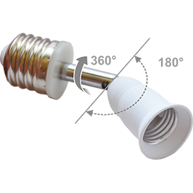 Ecola base Переходник с цоколя E27 на E27 на шарнире 360°/180° 45мм без выключателя Белый - фото 24540