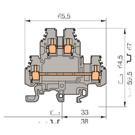 ABB MA2,5/5.D2.N Entrelec Клеммник винтовой 2-х уровневый до 2.5мм.кв., синий "нейтраль" - фото 25879