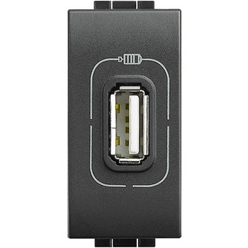 L4285C Bticino LivingLight. Зарядка USB для мобильных устройств. размер 1 модуль. цвет антрацит - фото 28671