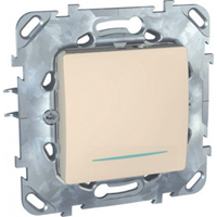 Schneider Electric Unica Бежевый Переключатель 1-клавишный (сх.6) с подсветкой (MGU5.203.25NZD) - фото 29237