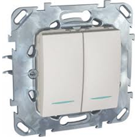 Schneider Electric Unica Белый Переключатель 2-клавишный (сх.6 6) с подсветкой (MGU5.0303.18NZD) - фото 29267