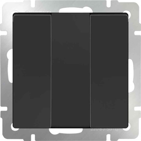 Выключатель трехклавишный Werkel WL08-SW-3G черный матовый - фото 29731