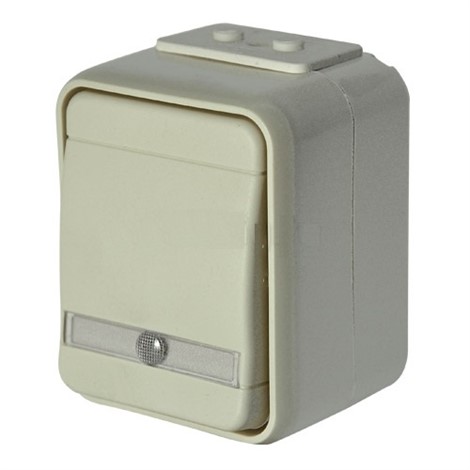 Переключатель одноклавишный наружный с подсветкой 10А 250V IP44 открытая установка Elso Aqua-Top жемчужно-белый - фото 30037