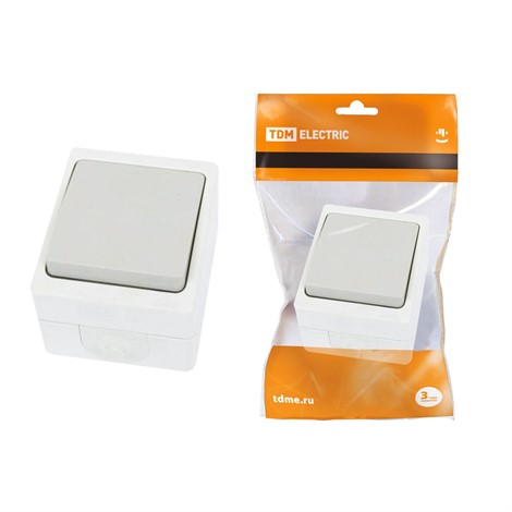 Выключатель TDM ELECTRIC 1-кл. открытой установки IP54 10А - фото 30093