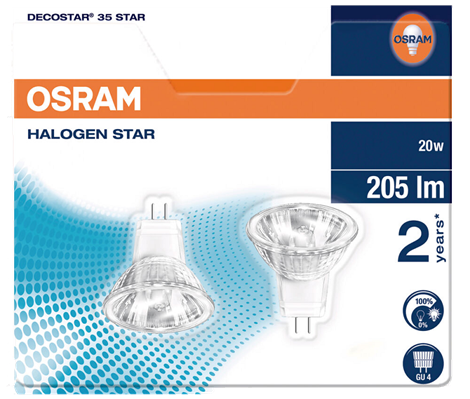 44890 WFL DECOSTAR 35S 36° 20W 12V GU4 (10XBLI2) - OSRAM лампа(цена за блистер) - фото 45820