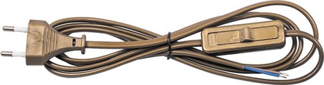 Сетевой шнур с выключателем, 230V 1,9м золото, KF-HK-1 - фото 51067