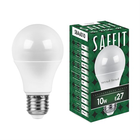 Лампа светодиодная SAFFIT SBA6010 Шар E27 10W 230V 2700K - фото 52199