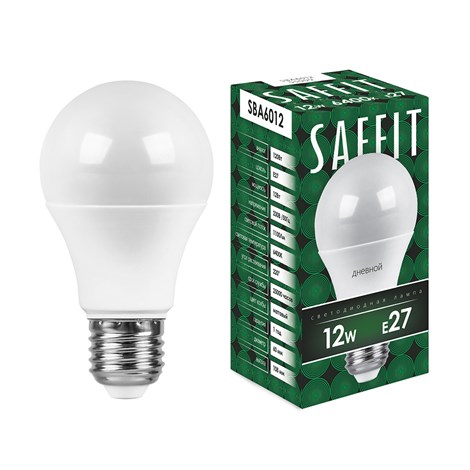 Лампа светодиодная SAFFIT SBA6012 Шар E27 12W 230V 6400K - фото 52204