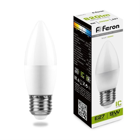 Лампа светодиодная Feron LB-570 Свеча E27 9W 175-265V 4000K - фото 55480