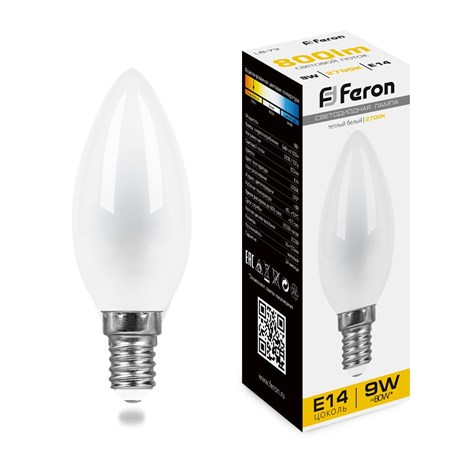 Лампа светодиодная Feron LB-73 Свеча E14 9W 230V 2700K - фото 55634