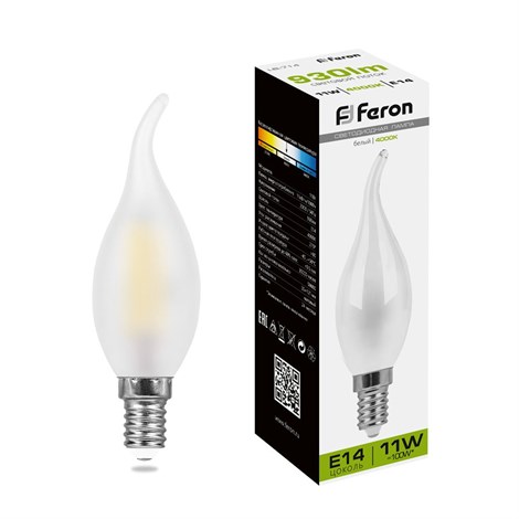 Лампа светодиодная Feron LB-714 Свеча на ветру E14 11W 230V 4000K - фото 57930