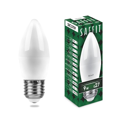 Лампа светодиодная SAFFIT SBC3709 Свеча E27 9W 230V 4000K - фото 57974