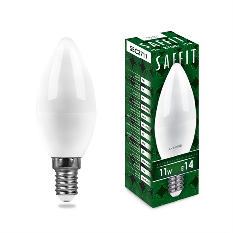 Лампа светодиодная SAFFIT SBC3711 Свеча E14 11W 230V 2700K - фото 57978