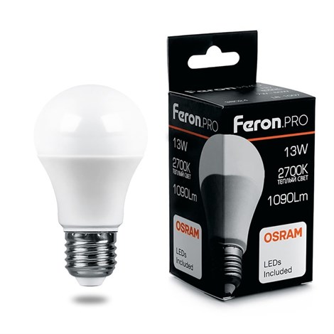 Лампа светодиодная Feron.PRO LB-1013 Шар E27 13W 175-265V 2700K - фото 59253