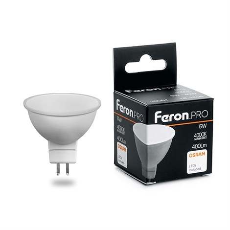 Лампа светодиодная Feron.PRO LB-1606 MR16 G5.3 6W 175-265V 4000K - фото 59266