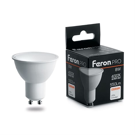 Лампа светодиодная Feron.PRO LB-1608 GU10 8W 175-265V 4000K - фото 59275