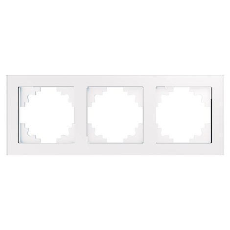 Рамка 3-местная, стекло, STEKKER, GFR00-7003-01, серия Катрин, белый - фото 59862