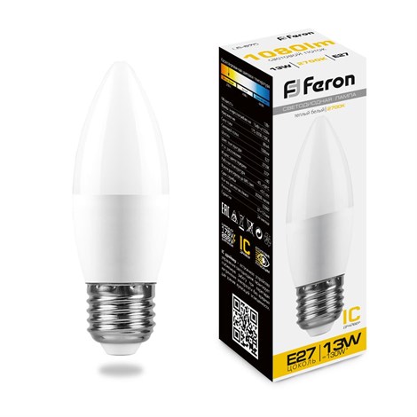 Лампа светодиодная Feron LB-970 Свеча E27 13W 175-265V 2700K - фото 61889