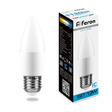 Лампа светодиодная Feron LB-970 Свеча E27 13W 175-265V 6400K - фото 61893