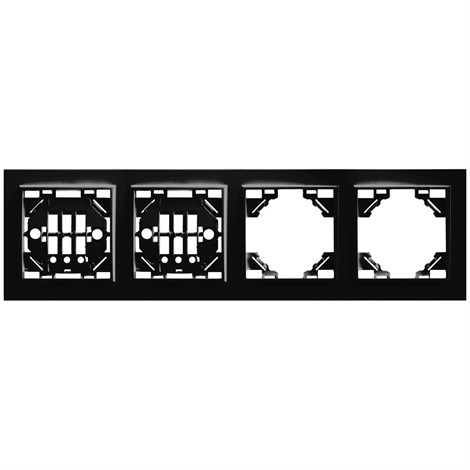 Рамка 4-местная горизонтальная STEKKER, PFR00-9004-03, серия Эрна, черный - фото 62963