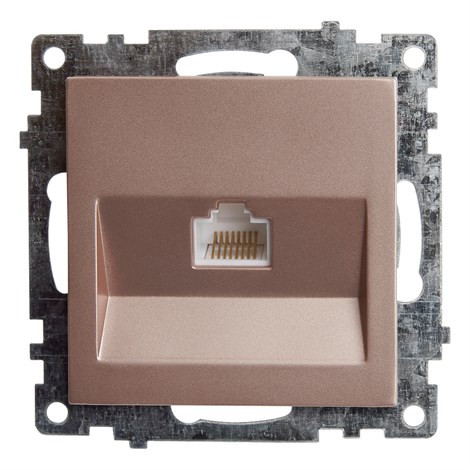 Розетка компьютерная 1-местная RJ-45 (механизм), STEKKER GLS00-7107-02, серия Катрин, шампань - фото 63460
