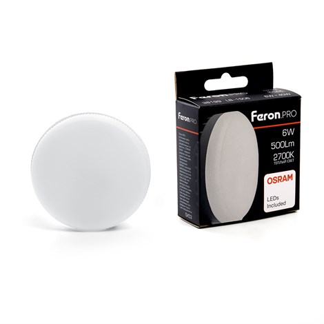 Лампа светодиодная Feron LB-1506 GX53 6W 175-265V 2700K - фото 64288