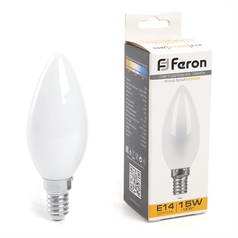 Лампа светодиодная Feron LB-717 Свеча E14 15W 230V 2700K - фото 66214
