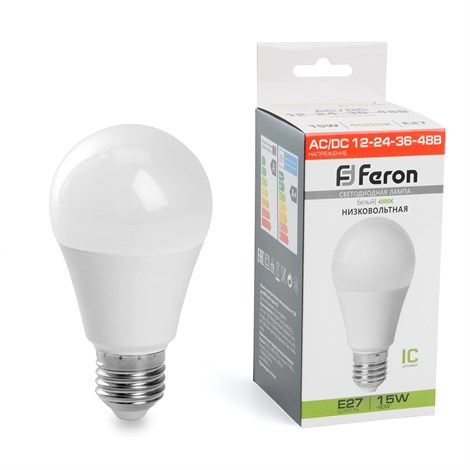 Лампа светодиодная низковольтная Feron LB-194 Шар E27 15W 12-48V 4000K - фото 72013