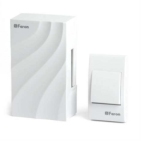 Звонок с кнопкой проводной Feron DB-102 электромеханический белый 230V 119х70х37мм - фото 72887