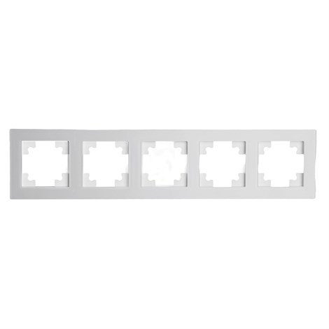 Рамка 5-местная, стекло, STEKKER, GFR00-7005-01М, серия Катрин, белый матовый - фото 75375