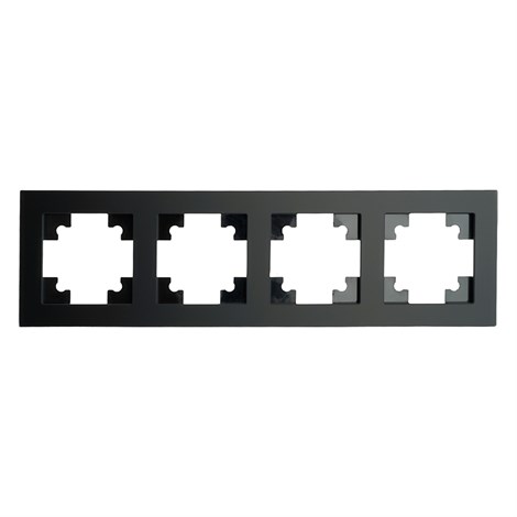Рамка 4-местная, стекло, STEKKER GFR00-7004-05М, серия Катрин, черный матовый - фото 75382