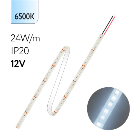 FL-Strip 2835-S120- CW 24.0W/m 6500K DC-12V IP20 10*5000mm 2500lm/m - фото 84947