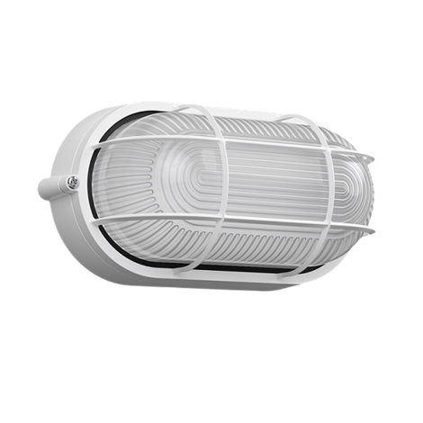 Светильник НПП 1402 E27 IP54 белый овал с решеткой - IEK - фото 86842