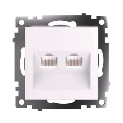 Розетка компьютерная 2-местная RJ-45 (механизм) STEKKER GLS00-7109-01 , серия Катрин, белый - фото 90037