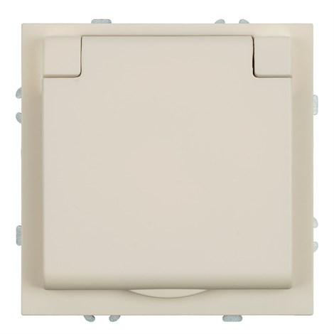 Розетка 1-местная с крышкой с защ. штор, STEKKER, с/з, 250В, 16А, серия Эмили, RST16-5112-08, кашемир, soft touch - фото 90286