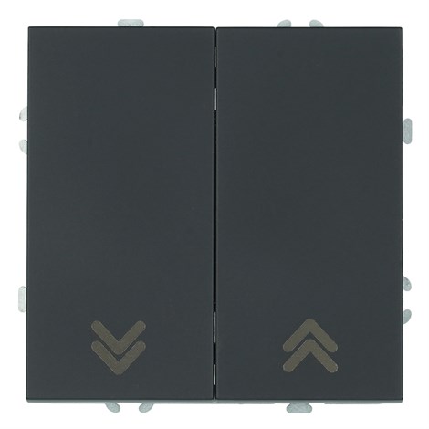 Выключатель 2-клавишный самовозвратный (механизм), STEKKER, 250В, 10А, серия Эмили, RSW10-5113-05, черный уголь, soft touch - фото 91089