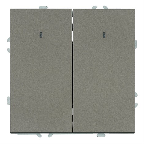 Выключатель 2-клавишный c индикатором (механизм), STEKKER, 250В, 10А, серия Эмили, RSW10-5102-09, антрацит, soft touch - фото 91787