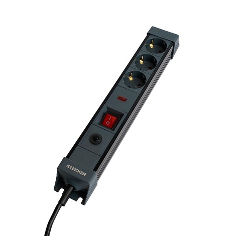 Сетевой фильтр 3-местный с/з STEKKER 3x1мм2, 3 м, 250В, 16А, серия Techno, HM22-31-03, черный - фото 91828