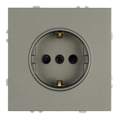 Розетка 1-местная с защитной шторкой с/з (механизм), STEKKER, 250В, 16А, серия Эмили, RST16-5110-09, антрацит, soft touch - фото 94116