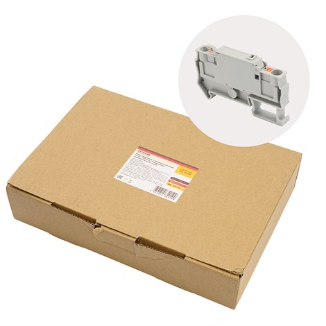 Зажим самозажимной STEKKER, 2-проводной проходной 4,0 мм² (JXB PT 4) c размыкателем и предохранителем, LD572-1-01, серый - фото 95162