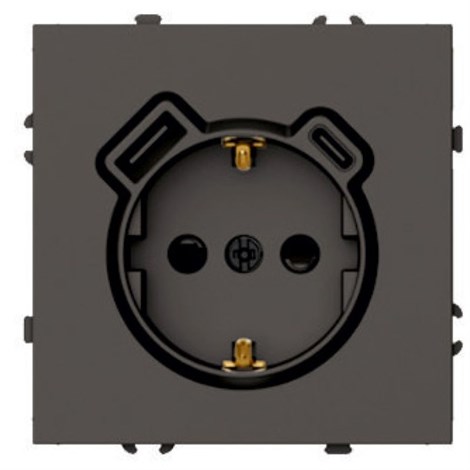 Розетка 1-местная з/ш с/з 16А + USB + Type C (механизм), STEKKER, 250В, 20W, серия Эмили, RST16-5119-09, антрацит, soft touch - фото 95493