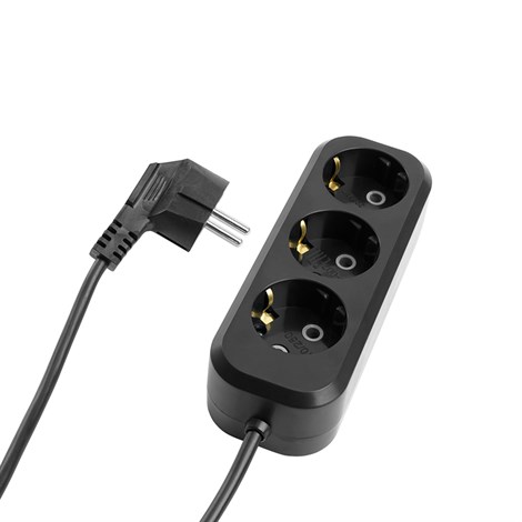 Удлинитель 3-местный б/з Stekker, HM01-30-03, 3м, 3x0,75, серия Home (У10-430), черный - фото 95604