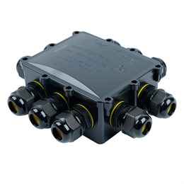 Распределительная коробка STEKKER LD554, количество вводов: 10, поликарбонат, нейлон, цвет черный, размер 183.1*163,1*59,4мм.