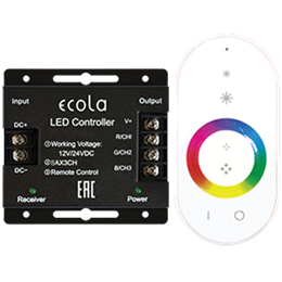 Ecola LED strip RGB RF controller 24A 288W 12V (576W 24V) с кольцевым сенсорным белым радиопультом