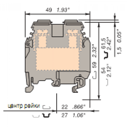 ABB M35/16 Entrelec Клеммник винтовой до 35 мм.кв., серый "фазный"