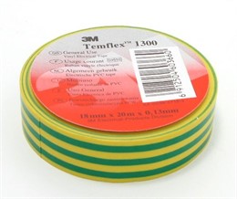 Лента Temflex 1300 15ммХ10м изоляционная жёлто-зеленая ПВХ (3М)
