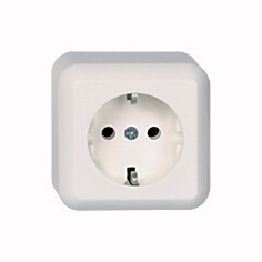 Розетка одиночная с/з 16А 250V открытая установка Белый Elso Contura