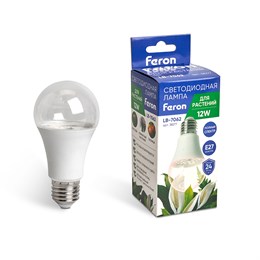 Лампа светодиодная для растений А60 Feron LB-7062 E27 12W 175-265V полный спектр