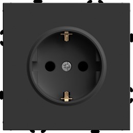 Розетка 1-местная с защитной шторкой с/з (механизм), STEKKER, 250В, 16А, серия Эмили, RST16-5110-05, черный уголь, soft touch